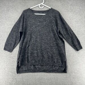 J Crew Sweater Top Women Size Medium Gray Wool Alpaca Linen Blend Lightweight